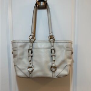 Coach White Shoulder Bag with Structured Design